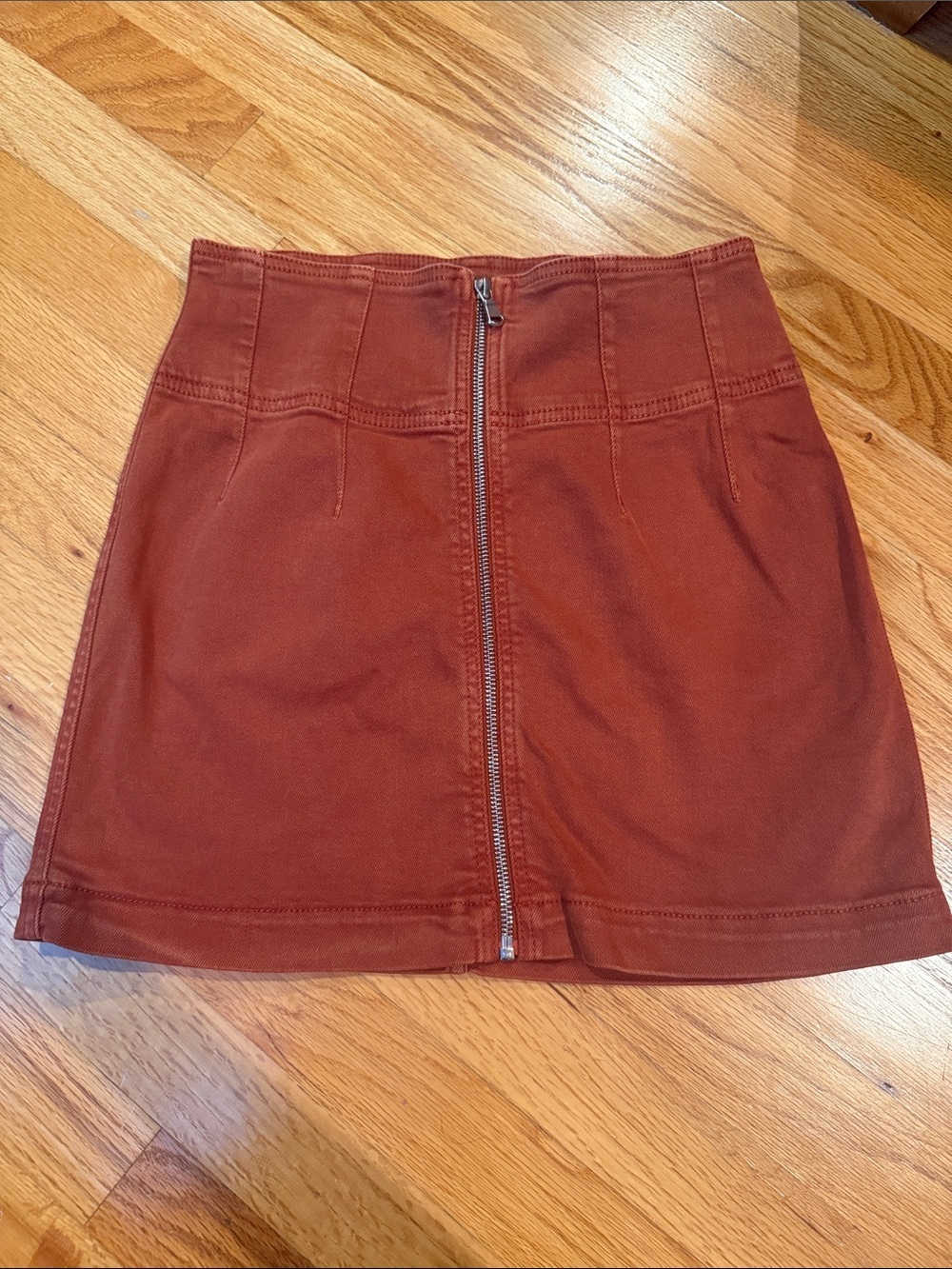 Free People Rust Zip-Front Mini Skirt